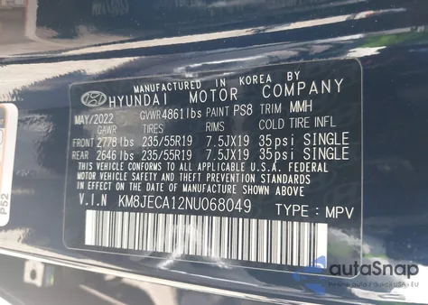 2022 Hyundai Tucson Hybrid Limited from USA, damaged, VIN KM8JECA12NU068049